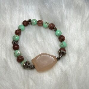 Jasper and Vintage Lucite Stretch Bracelet